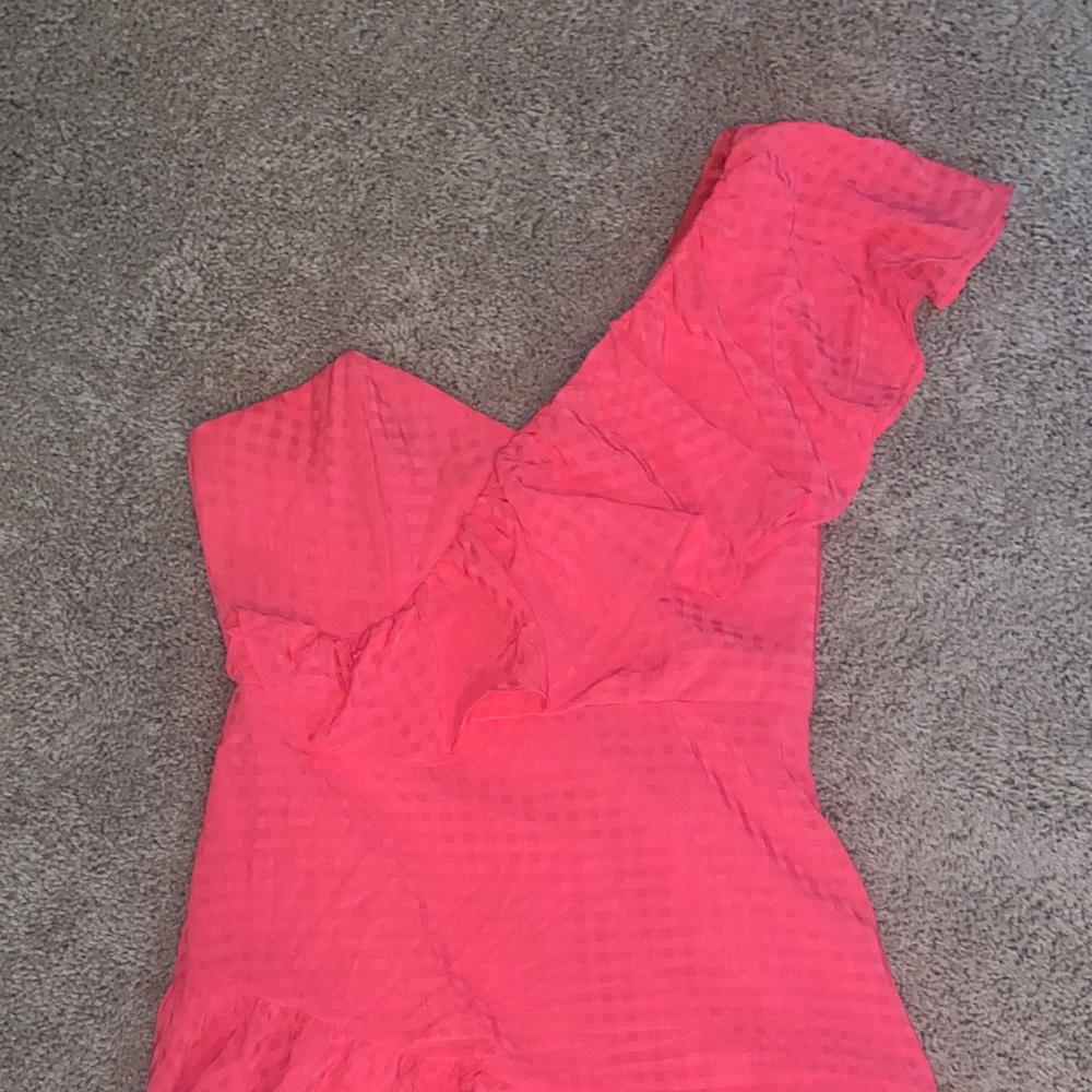 Boutique one shoulder gingham dress